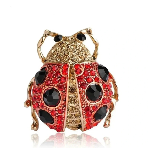 Vazira Queen Jewelry - VQ Rhinestones Ladybug Brooch
